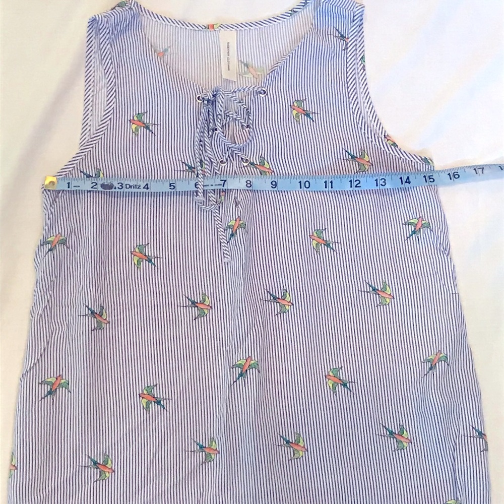 TOGETHER CLOTHING - SPARROWS & STRIPES LACE UP SLEEVELESS BLOUSE - Picture 6 of 7